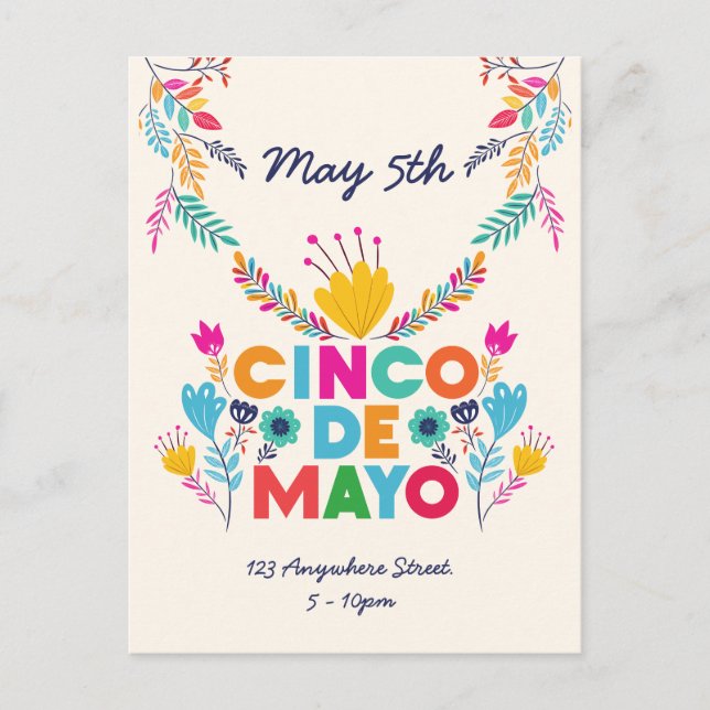 Cinco de Mayo Einladung Postkarte (Vorderseite)