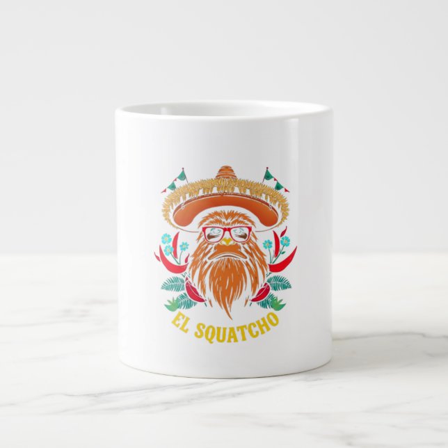 Cinco de Mayo EL SQUATCHO Funny Bigfoot Fiesta Jumbo-Tasse (Vorderseite)