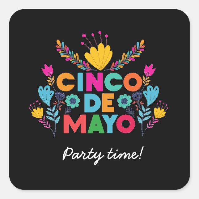 Cinco de Mayo, farbiges Mexiko Quadratischer Aufkleber (Vorderseite)