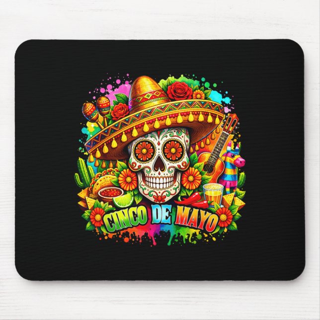 Cinco de Mayo-Feier Hüte mexikanischer Zuckerschäd Mousepad (Vorne)