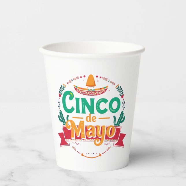 Cinco de Mayo Festliches Fiesta Sombrero Pappbecher (Vorderseite)
