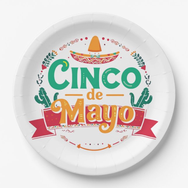 Cinco de Mayo Festliches Fiesta Sombrero Pappteller (Vorderseite)