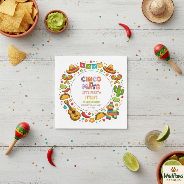 Cinco de Mayo Fiesta – Farbige Partyfeier Serviette (Cinco de Mayo Fiesta – Colorful Party Celebration Napkins
)