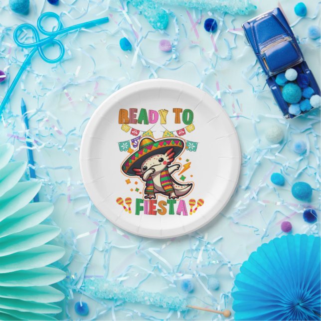 Cinco de Mayo Fiesta Fun Adorable Axolotl Party Pappteller (Party)