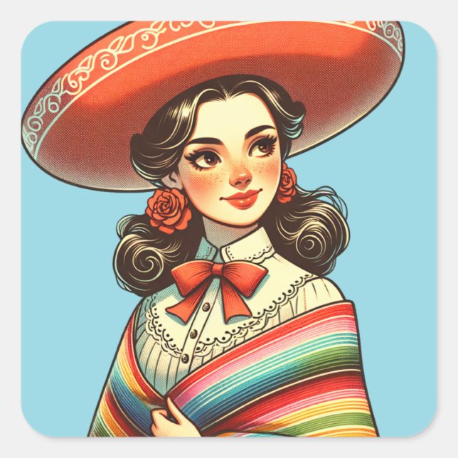Cinco de Mayo Fiesta Gastgeschenk Quadratischer Aufkleber (Vorderseite)