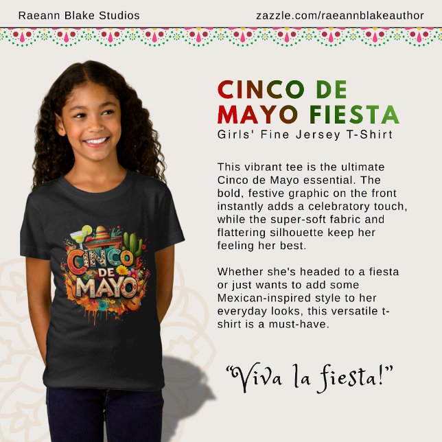 Cinco de Mayo Fiesta Girls' Fine Jersey T-Shirt (Von Creator hochgeladen)