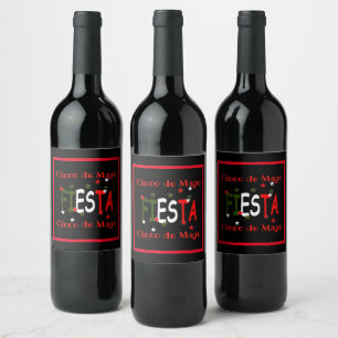 Cinco de mayo ,fiesta mexican wine label weinetikett