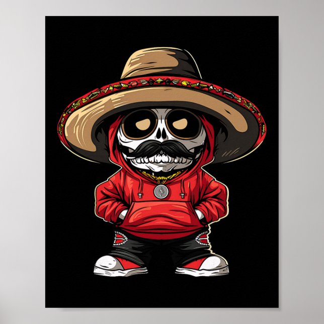Cinco De Mayo Fiesta Mexico Skeleton Party Sombrer Poster (Vorne)