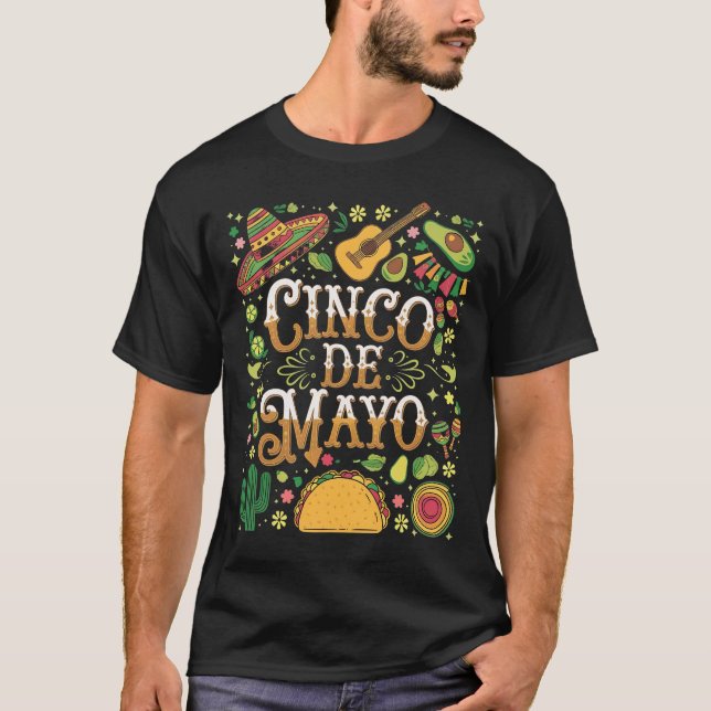 Cinco De Mayo Fiesta Niedliche Elemente des Party T-Shirt (Vorderseite)