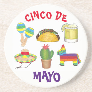 Cinco de Mayo Fiesta Pinata Cactus Maracas Getränkeuntersetzer