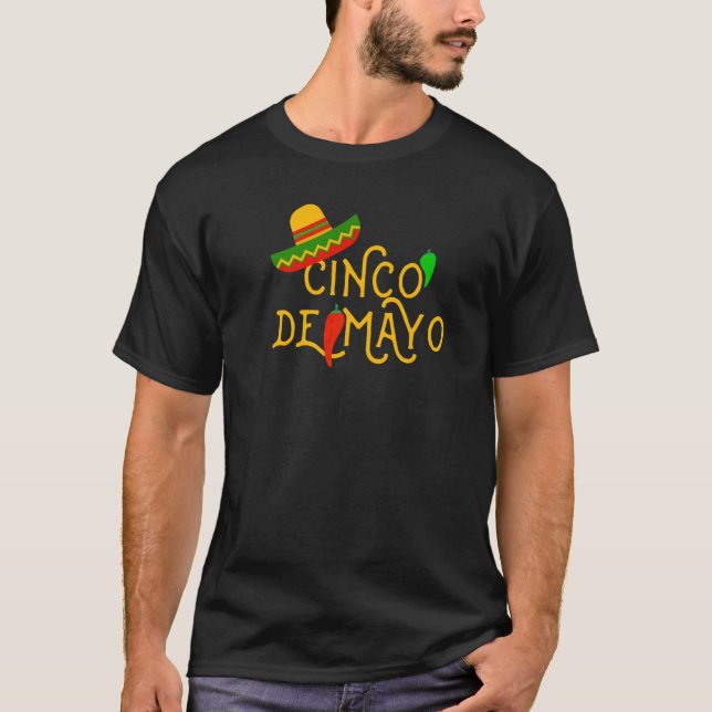 Cinco De Mayo Fiesta Sombrero Chili Pepper Mexikan T-Shirt (Vorderseite)