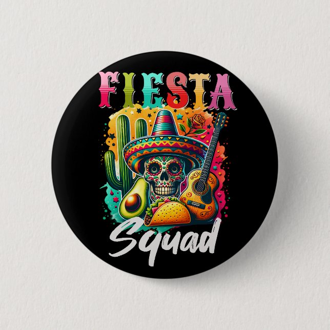 Cinco de Mayo Fiesta Squad Design Button (Vorderseite)