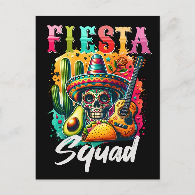 Cinco de Mayo Fiesta Squad Design Postkarte (Vorderseite)