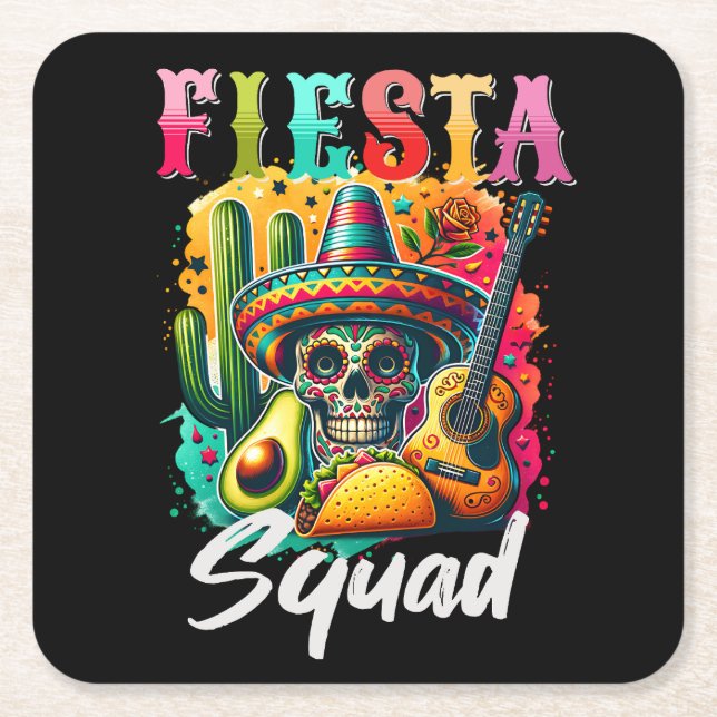 Cinco de Mayo Fiesta Squad Design Rechteckiger Pappuntersetzer (Vorderseite)