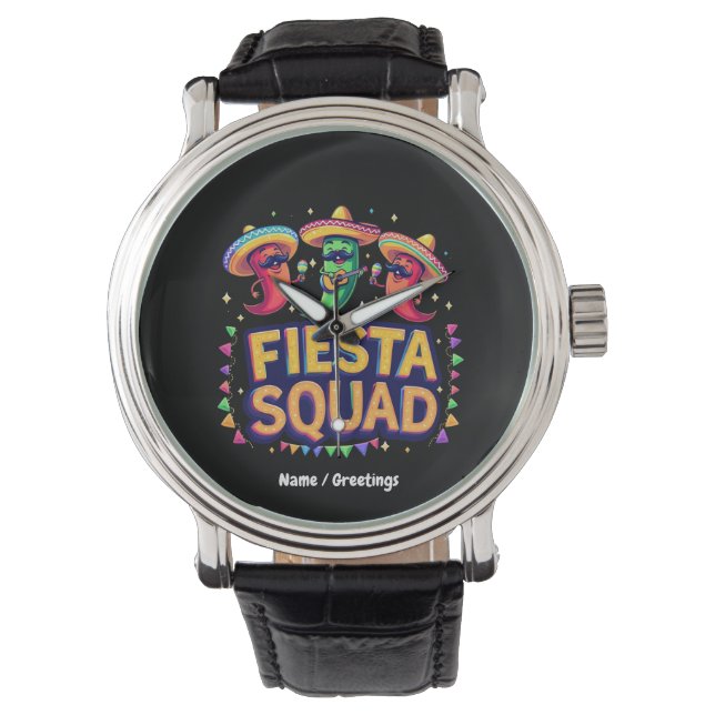 Cinco de Mayo Fiesta Squad Family Mexikanisches Pa Armbanduhr (Vorderseite)