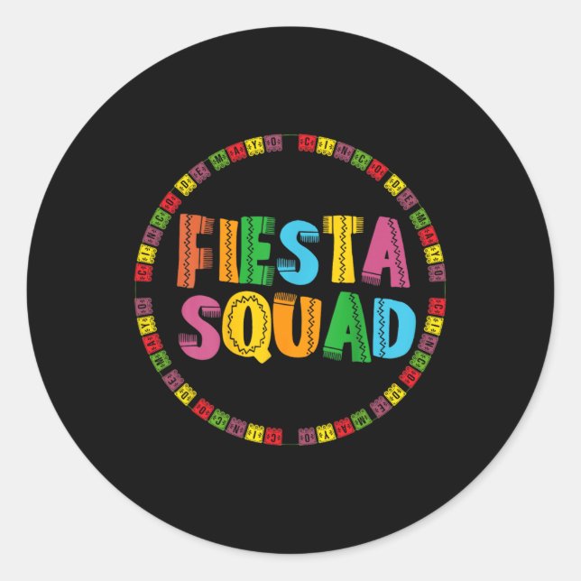 Cinco De Mayo Fiesta Squad Funny Let's Fiesta Mexi Runder Aufkleber (Vorderseite)
