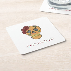 Cinco de Mayo Fiesta Sugar Skull Party Rechteckiger Pappuntersetzer
