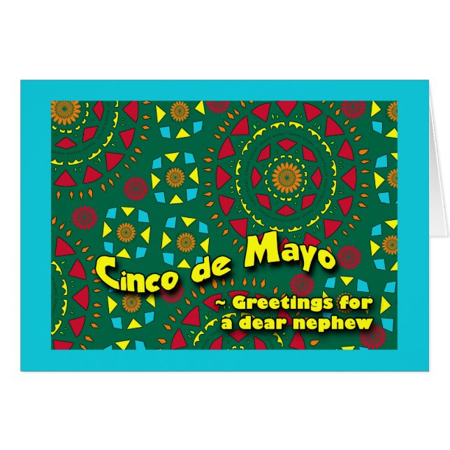 Cinco de Mayo for Nephew, Colorful Mosaic Design (Vorderseite (Horizontal))