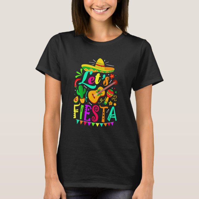 Cinco de Mayo for Women Men Mexican Guitar Cactus T-Shirt (Vorderseite)
