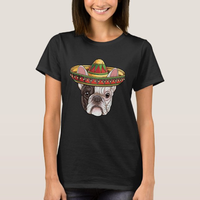 Cinco de Mayo French Bulldog Mexican Sombrero Boys T-Shirt (Vorderseite)