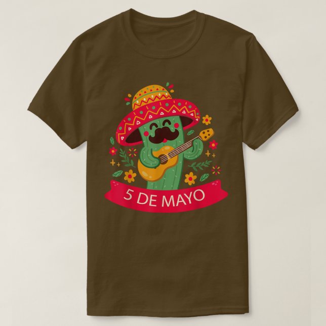 Cinco De Mayo Funny Cactus Playing Guitar 5 De May T-Shirt (Design vorne)
