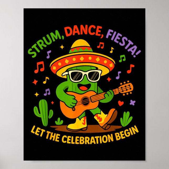 Cinco de mayo funny cactus sombrero strum danceCin Poster (Vorne)