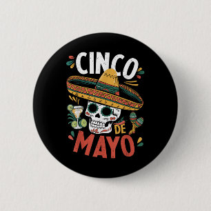 Cinco De Mayo Funny Camisa Mexican Sombrero Fiesta Button
