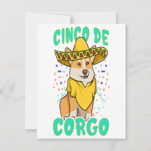 Cinco de Mayo Funny Corgi Hund mit einem Poncho _  Einladung