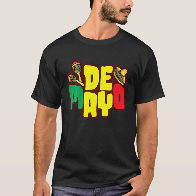 Cinco De Mayo Funny Hand Print Mexican Hat T-Shirt (Vorderseite)