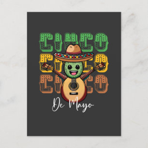 Cinco De Mayo Funny Mexican Cactus Playing Guitar Postkarte