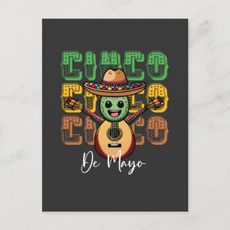 Cinco De Mayo Funny Mexican Cactus Playing Guitar Postkarte