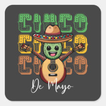 Cinco De Mayo Funny Mexican Cactus Playing Guitar