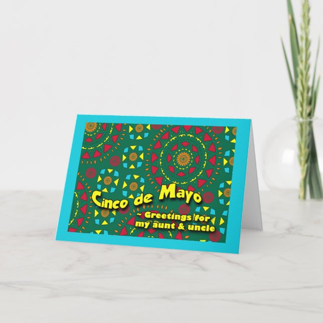 Cinco de Mayo für Tante und Onkel farbenfrohe Mosa Karte (Vorderseite)