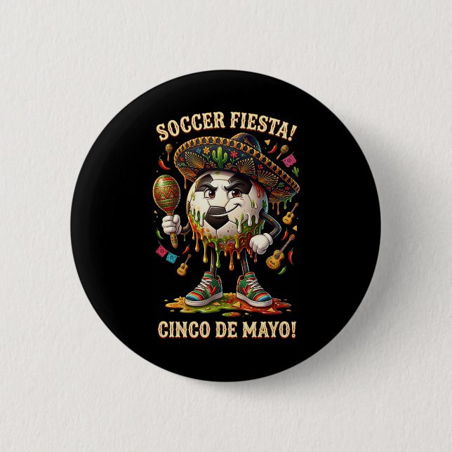 Cinco De Mayo Fußball Fiesta Drip Sport Liebe Männ Button (Vorderseite)