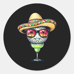 Cinco de Mayo Golf Ball mit Sombrero Margarita Go Runder Aufkleber