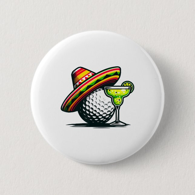 Cinco de Mayo Golf Ball mit Sombrero und Margarit Button (Vorderseite)
