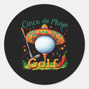 Cinco de Mayo Golf Buble mit Sombrero Margarita Go Runder Aufkleber