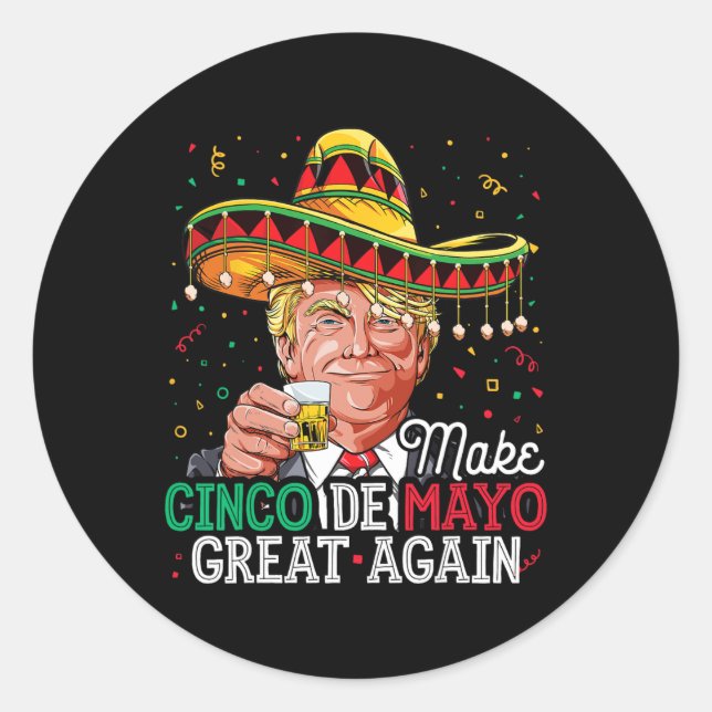 Cinco De Mayo Great Again T Shirt Trump Sombrero M Runder Aufkleber (Vorderseite)