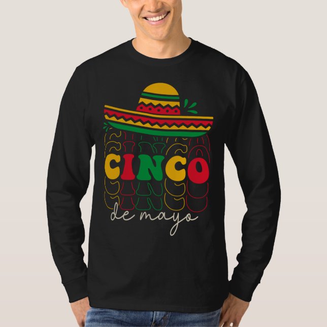 Cinco De Mayo Groovy Mexican Fiesta 5 De Mayo Somb T-Shirt (Vorderseite)