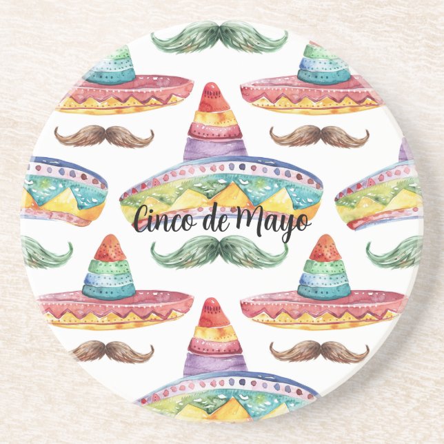 Cinco de Mayo Grüne Braune Schnurrbärte Getränkeuntersetzer (Vorne)