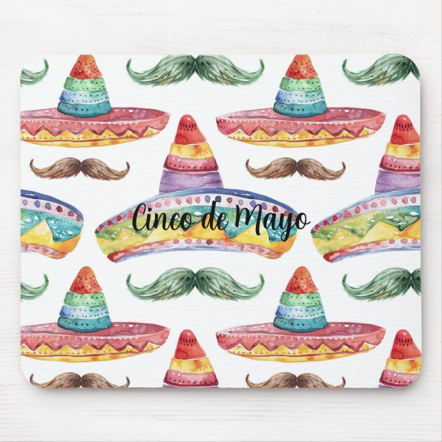 Cinco de Mayo Grüne Braune Schnurrbärte Mousepad (Vorne)