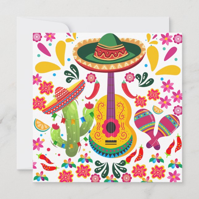 Cinco De Mayo Guitar Feiertagskarte (Vorderseite)