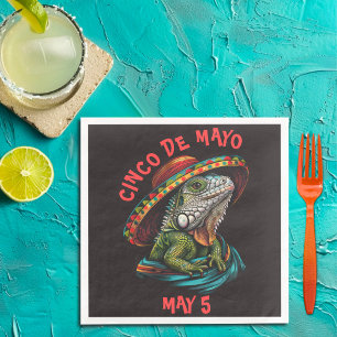 Cinco de Mayo Iguana Wearing Sombrero & Serape Serviette