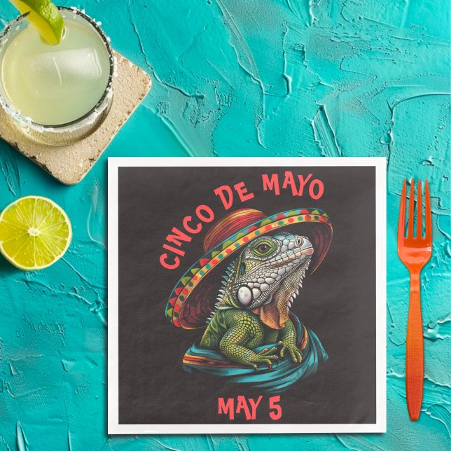 Cinco de Mayo Iguana Wearing Sombrero & Serape Serviette (Von Creator hochgeladen)