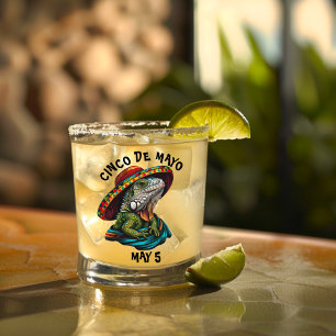 Cinco de Mayo Iguana Wearing Sombrero & Serape Whiskyglas