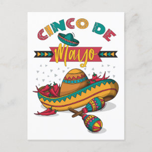 Cinco De Mayo Illustration, 1/2 Postkarte
