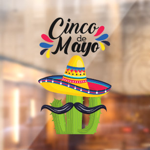 Cinco de Mayo Kaktus Fensteraufkleber