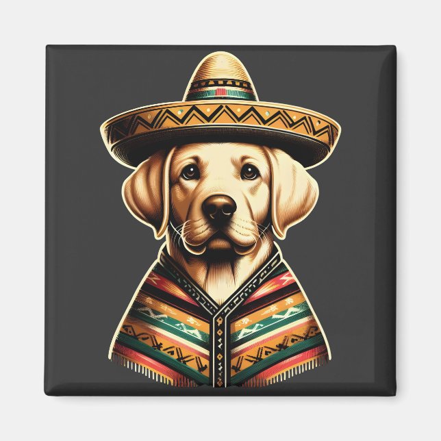 Cinco De Mayo Labrador Retriever Poncho Sombrero Magnet (Vorne)