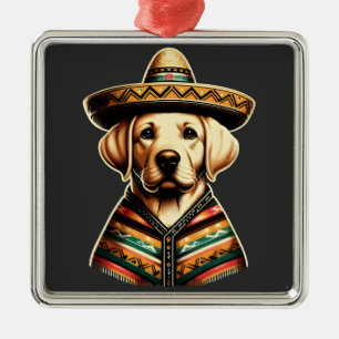 Cinco De Mayo Labrador Retriever Poncho Sombrero Ornament Aus Metall