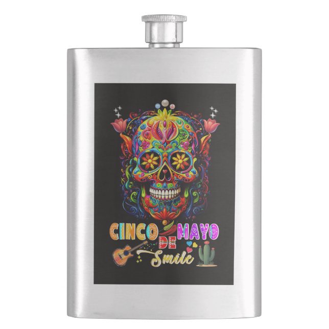 Cinco De Mayo Lächeln Flachmann (Vorderseite)